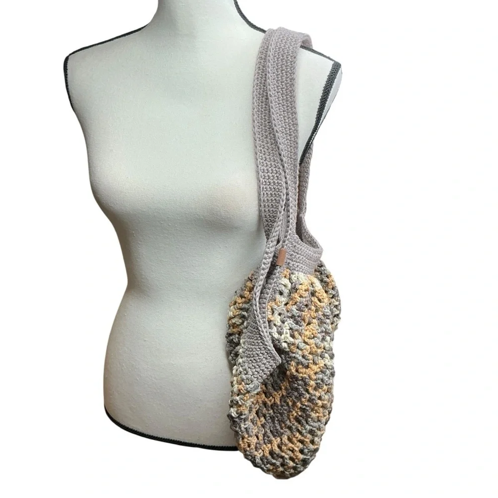 Large Crochet Mesh Market Bag Cotton and Acrylic Handcrafted‎ Handmade Reusable